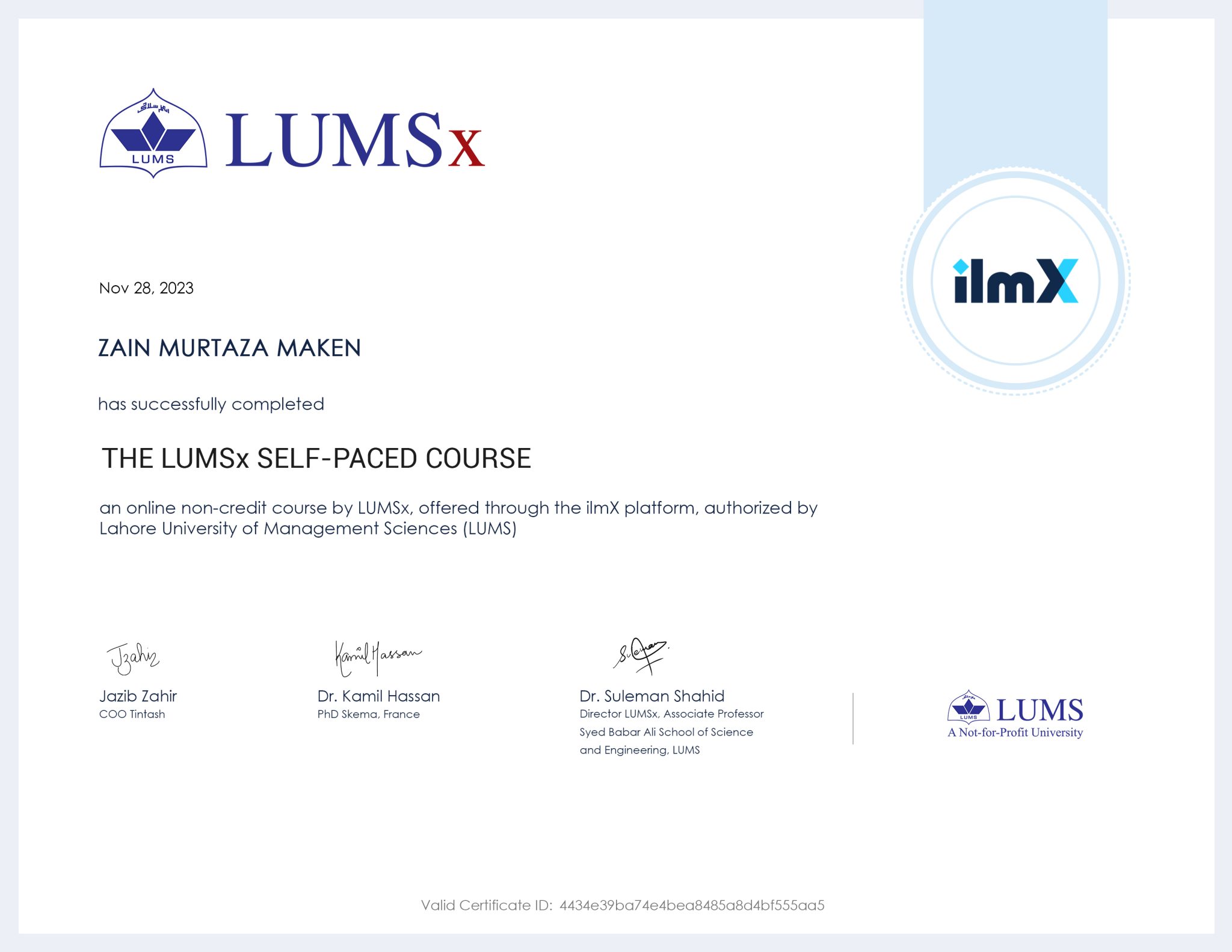 Machine Learning (Self-Paced) - LUMSx